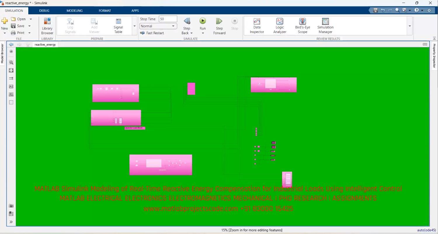 MATLAB Simulink Modeling of Real-Time Reactive Energy Compensation for Industrial Loads Using Intelligent Control